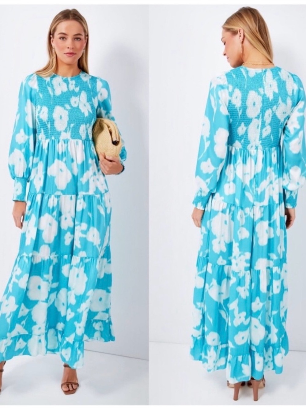 Tuckernuck Blue & White Floral Tiered Maxi Dress - Women's Size XS NWT